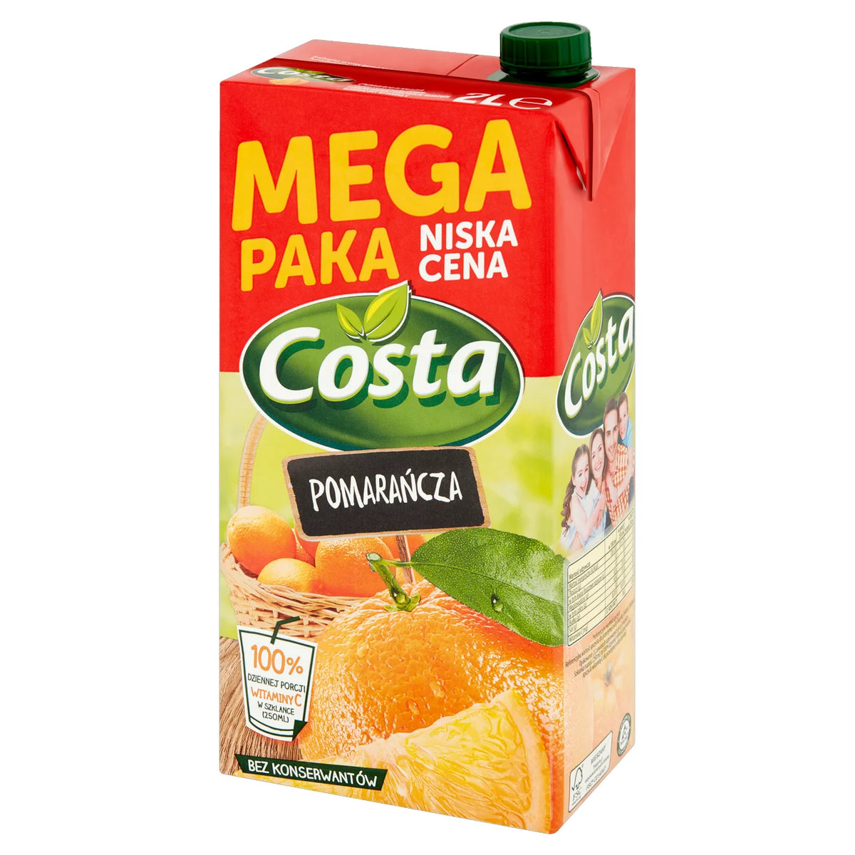 COSTA NAPOJ 2L POMARANCZA KARTON HORTEX