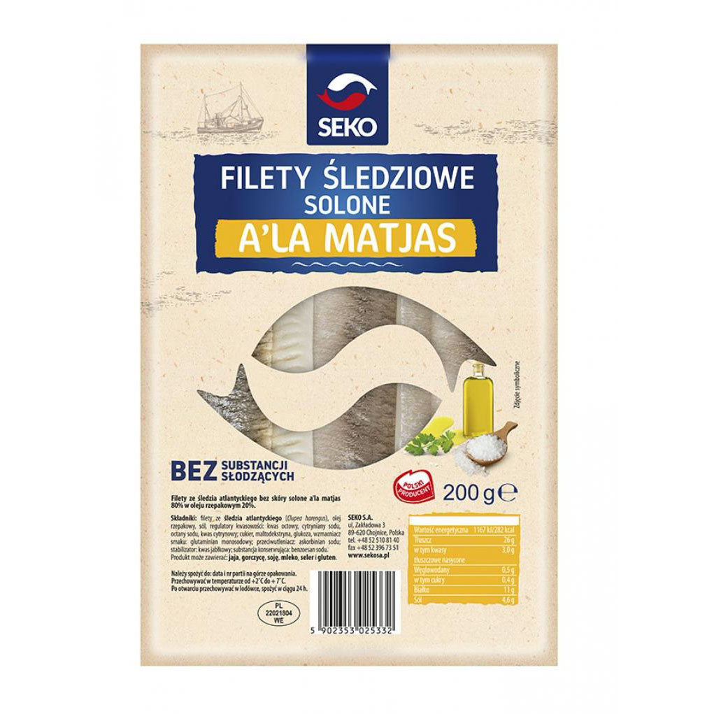 FILET ŚLEDZ. SOL. ALA MATJAS OLEJ RZEPAKOWY SEKO 200g