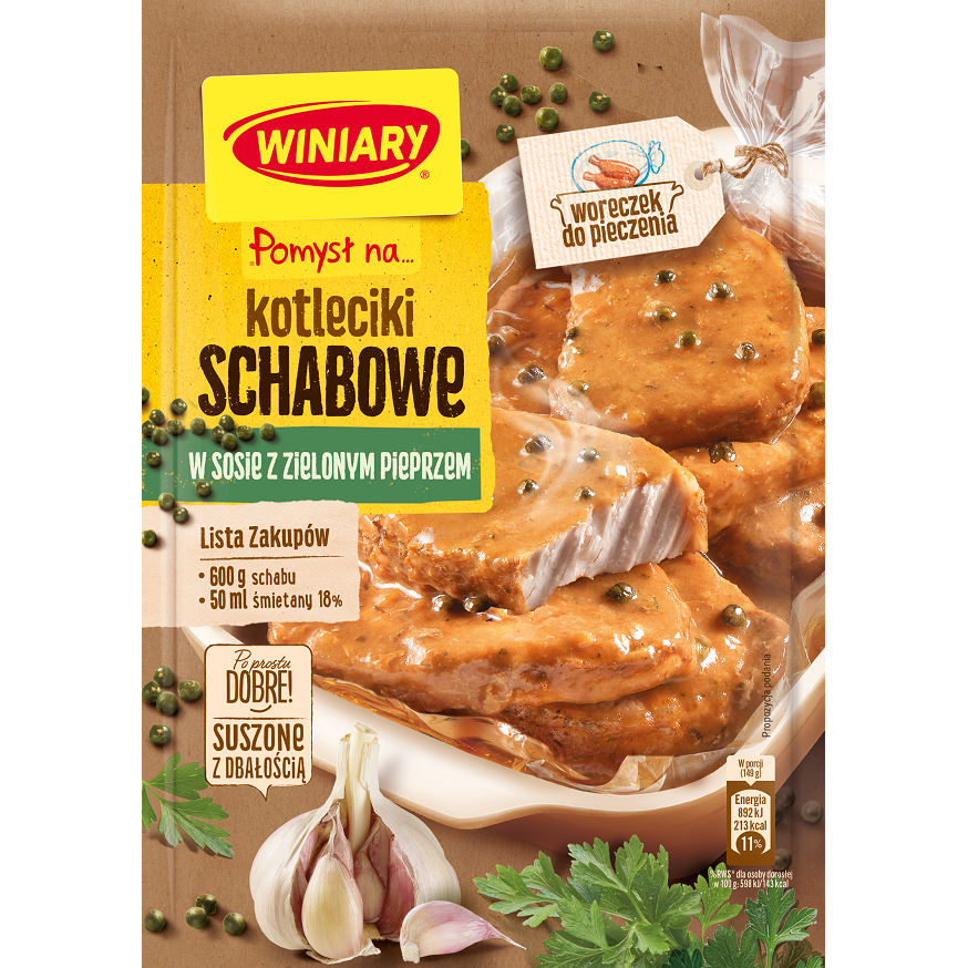 WINIARY MIESZANKA W PROSZKU FIX 40G POMYSL NA KOTLECIKI SCHABOWE W SOS ZIEL PIEPRZ