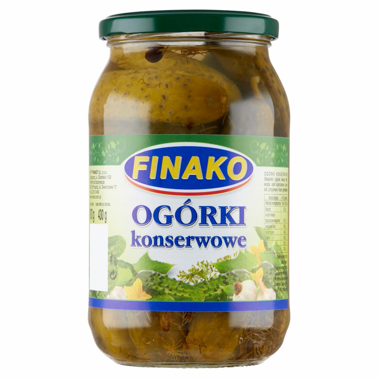 FINAKO OGÓRKI KONSERWOWE 870G