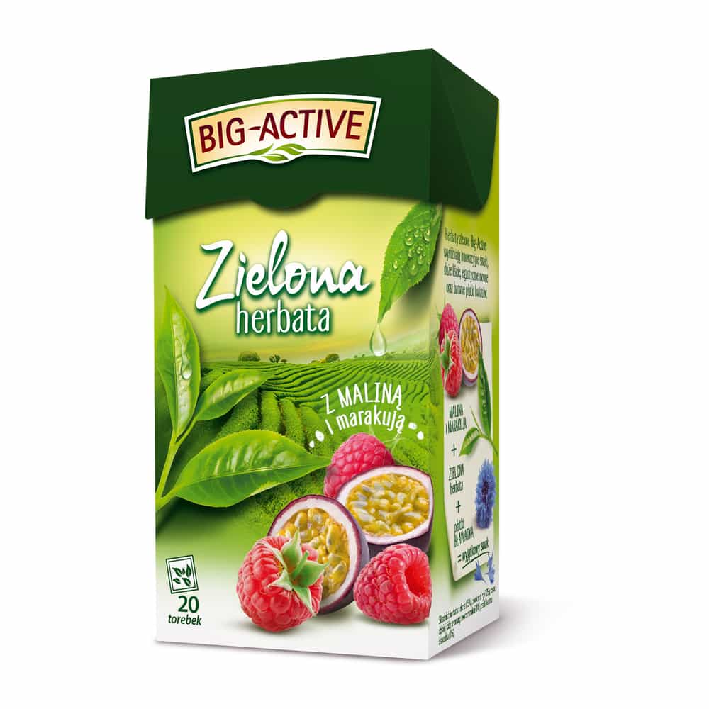 Herbata Zielona Liściasta Malina + Marakuja Big-Active 20X1,7G