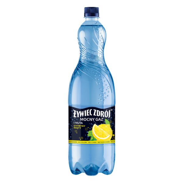 ZYWIEC ZDROJ WODA 1,5L PET MOCNY GAZ Z NUTA CYTRYNY I MIETY