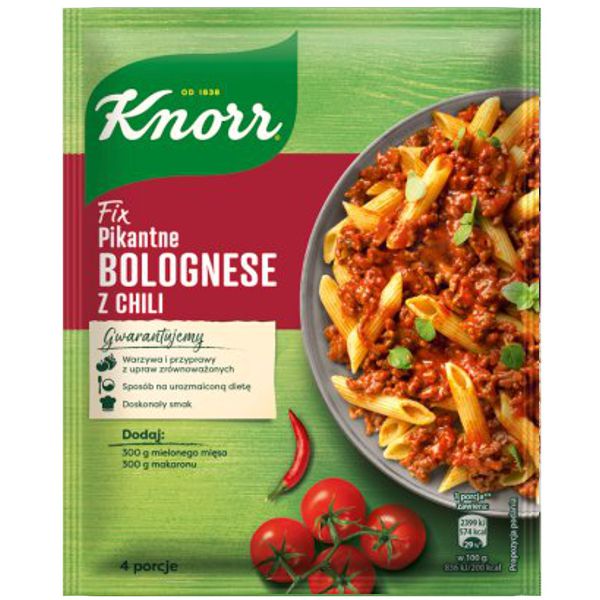 KNORR MIESZANKA DO MAKARONU W PROSZKU FIX SPAGHETTI BOLOGNESE Z CHILI 46G