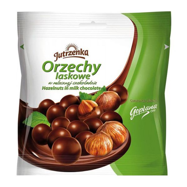 JUTRZENKA DRAŻE ORZECH LASKOWY W CZEKOLADZIE MLECZNEJ 80G