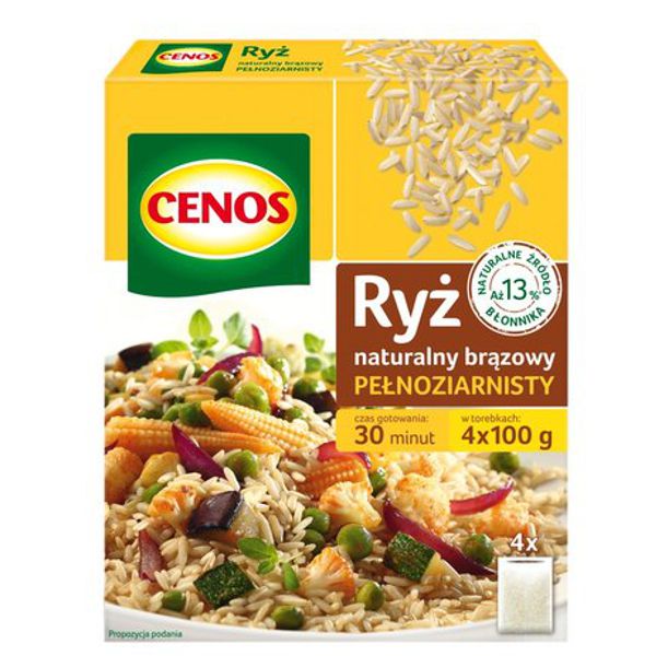 CENOS RYŻ NATURALNY BRĄZOWY 4*100G