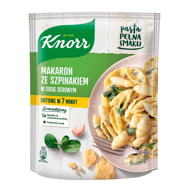 KNORR MAKARON ZE SZPINAKIEM W SOSIE SEROWYM 160G