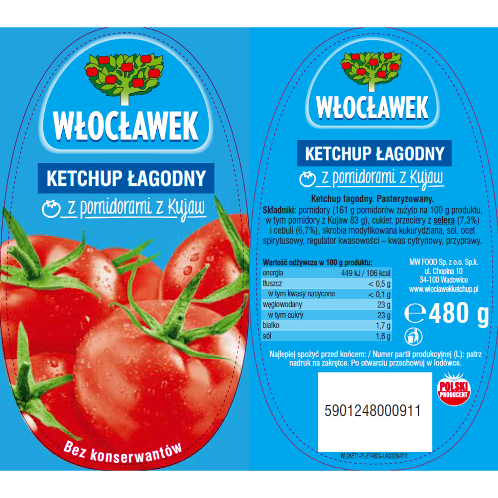 Ketchup łagodny Włocławek 480g
