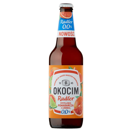 PIWO OKOCIM RADLER 0% POMARAŃCZA SYCYLIJSKA BUT.ZWR.500ML