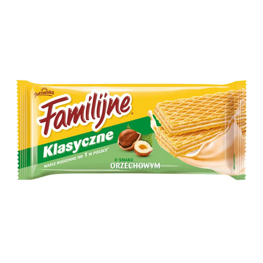 JUTRZENKA WAFLE FAMILIJNE Z NADZIENIEM ORZECHOWYM 180G