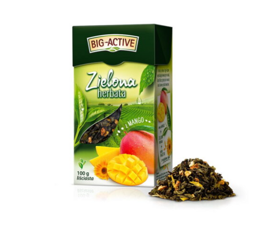BIG-ACTIVE HERBATA LISC ZIELONA Z MANGO 100G