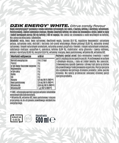 WK DZIK NAPOJ ENERGTYCZNY 500 ML PUSZKA ZERO KALORII WHITE