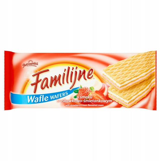 Wafle Familijne śmietankowo/truskawkowe Jutrzenka 180g