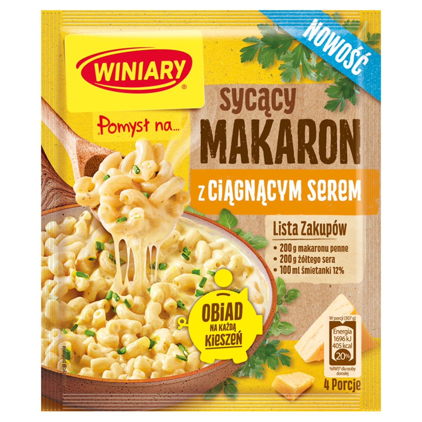 WINIARY POMYSŁ NA SYCĄCY MAKARON Z CIĄGNĄCYM SEREM 28G