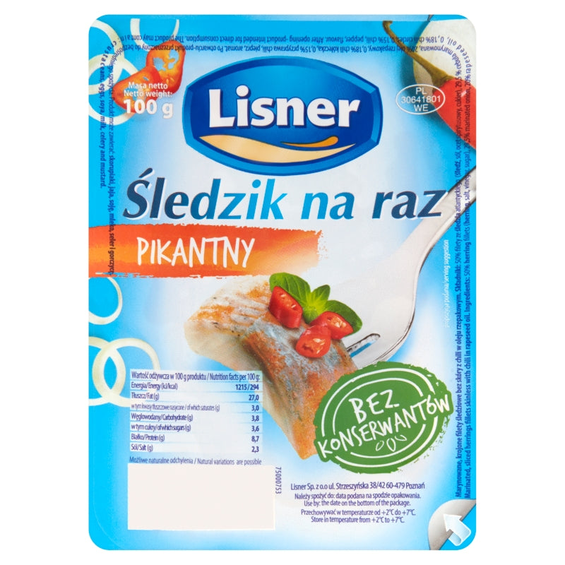 LISNER ŚLEDZIK NA RAZ PIKANTNY 100G