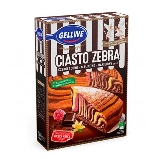 GELLWE CIASTO ZEBRA CZEKOLADOWO--MALINOWE 438G