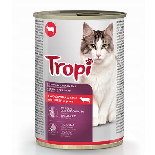 TROPI KARMA DLA KOTA Z WOŁOWINĄ W SOSIE PUSZKA 415G