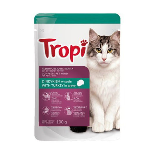 TROPI KARMA DLA KOTA Z INDYKIEM W SOSIE SASZETKA 100G