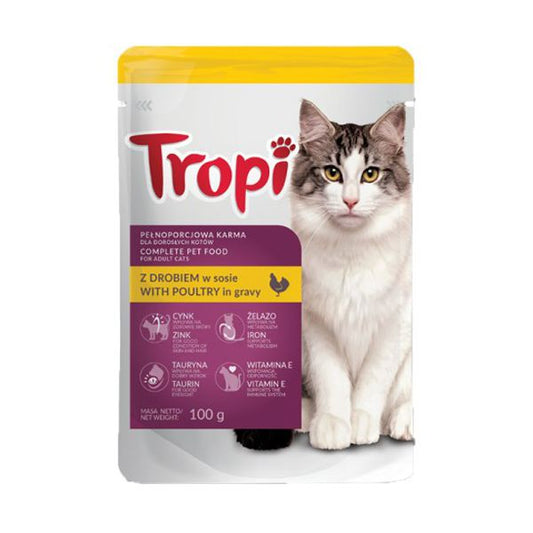 TROPI KARMA DLA KOTA Z DROBIEM W SOSIE SASZETKA 100G