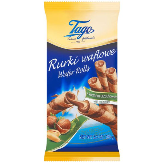 TAGO RURKA WAF.Z KREMEM ORZECHOWYM 150G