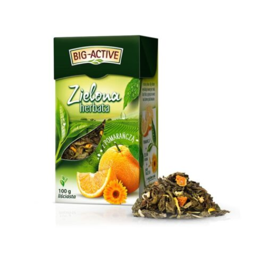 BIG-ACTIVE HERBATA LISC ZIELONA Z POMARANCZA 100G