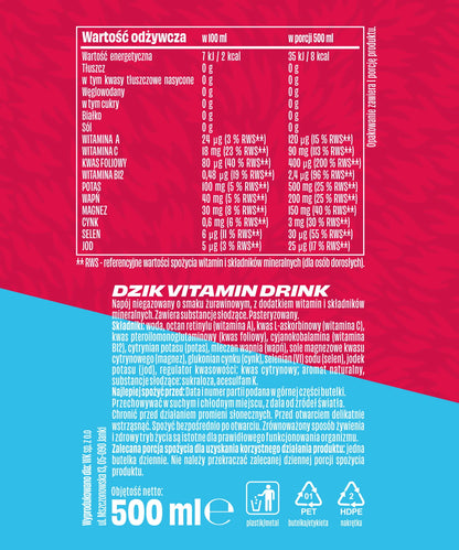 WK DZIK NAPOJ WITAMINOWY 500ML ZURAWINA
