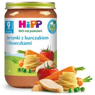 HIPP DANIE 220G BIO JARZYNKI Z KURCZAKIEM I KLUSECZKAMI 11M