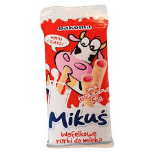 BAKOMA MIKUŚ RURKI WAFLOWE DO MLEKA TRUSKAWKA [50G*13]