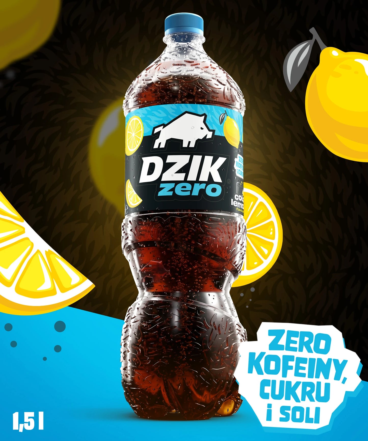 WK DZIK NAPOJ 1,5L PET GAZ ZERO COLA&LEMON