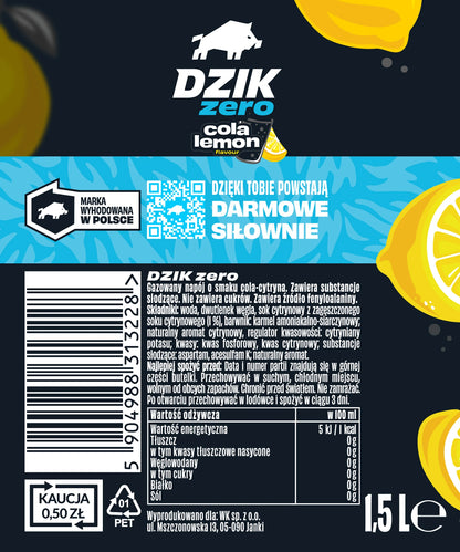 WK DZIK NAPOJ 1,5L PET GAZ ZERO COLA&LEMON