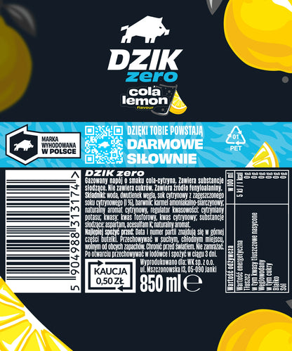 WK DZIK NAPOJ 850ML PET GAZ ZERO COLA&LEMON