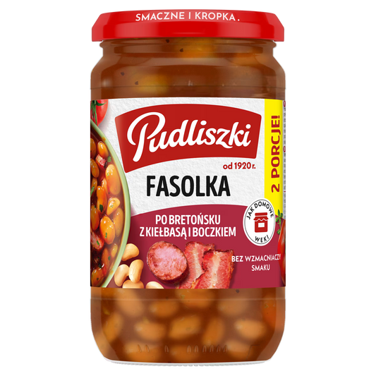 PUDLISZKI DANIE 610G FASOLKA PO BRETONSKU Z KIELBASA I BOCZKIEM