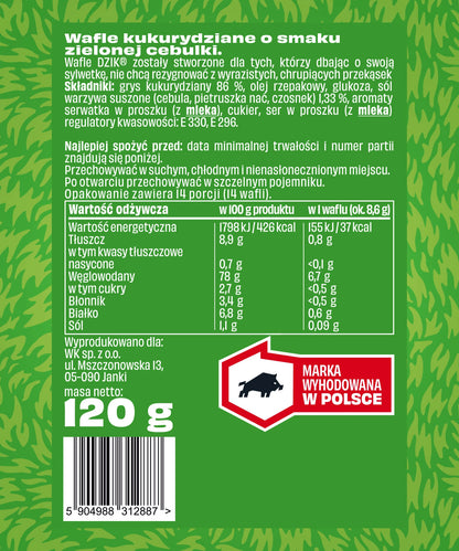 WK DZIK WAFLE KUKURYDZIANE 120G ZIELONA CEBULKA